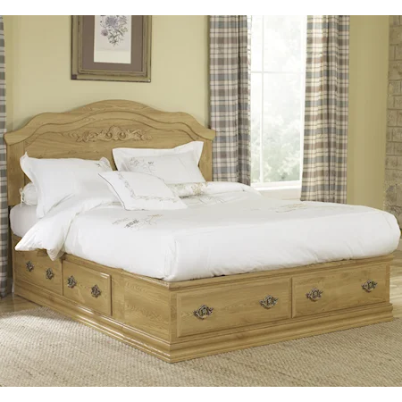King Panel Bed with 4 Drawers